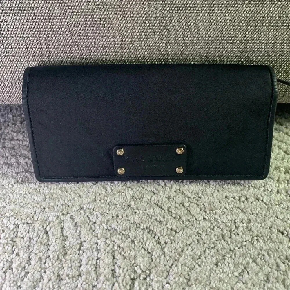 Kate Spade black nylon and leather wallet